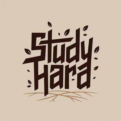 Study Hard Typography with Leaves and Roots