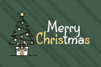Merry Christmas Tree with Gift