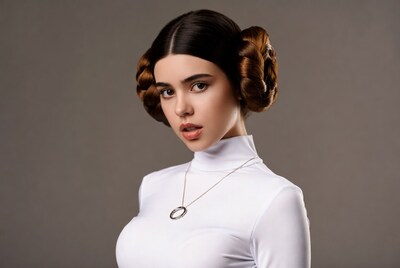 Woman with Princess Leia buns