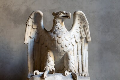 White marble eagle sculpture