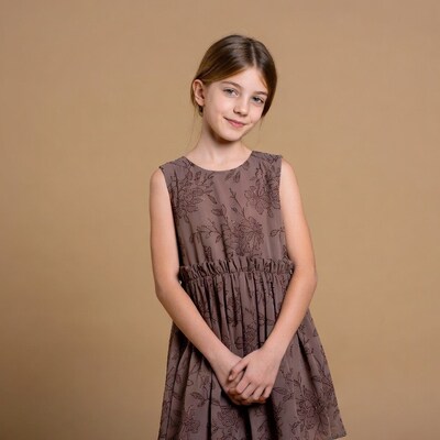 Girl in floral sleeveless dress