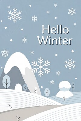Hello Winter Snowy Landscape Illustration