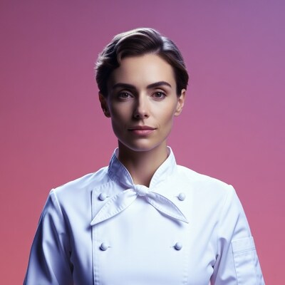 Woman in white chef uniform