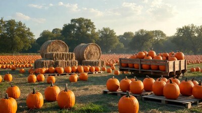 Pumpkin Patch with Hay Bales