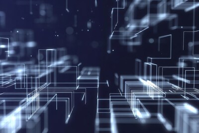 Glowing Blue Wireframe Grid Background