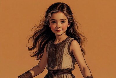 Girl in embroidered tribal dress