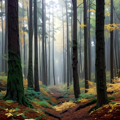 Misty Autumn Forest Path