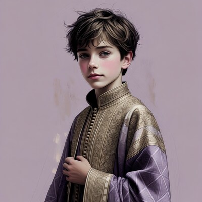 Boy in ornate gold robe