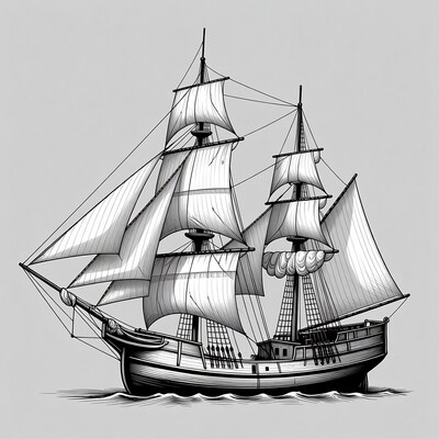 Sailing Ship with Full Sails