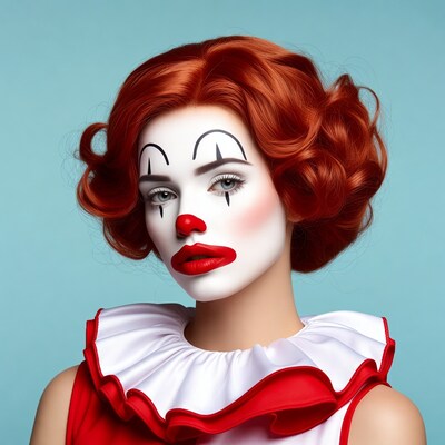Clown woman with red hair