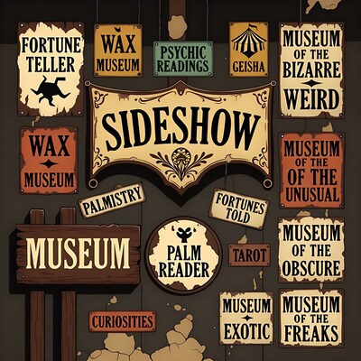 Vintage Sideshow Signs Collage