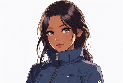 Anime girl in blue jacket