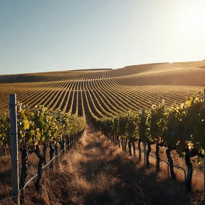 Vineyard Rows at Sunset