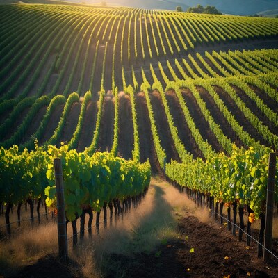 Vineyard Rows at Golden Hour