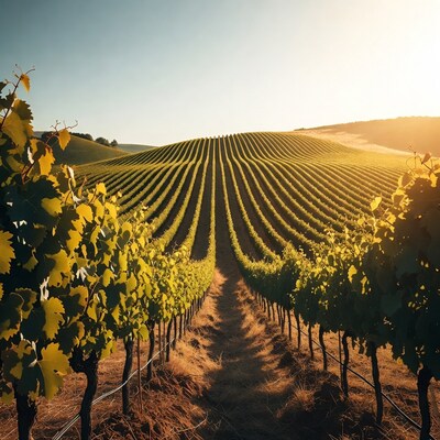 Vineyard Rows at Sunset