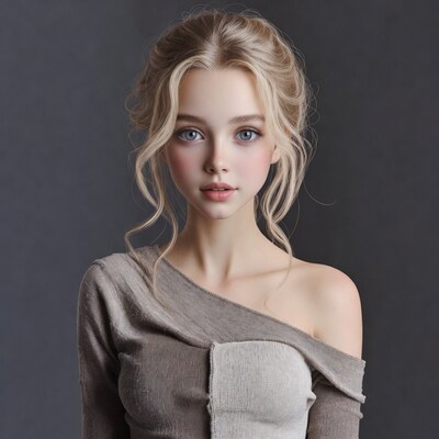 Blonde woman in off-shoulder sweater