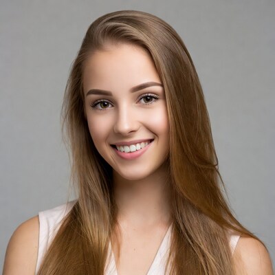 Smiling young woman with long brown hair