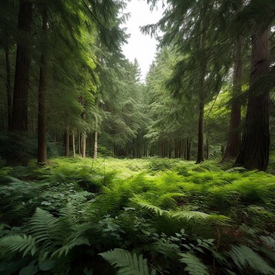 Lush Fern Forest with Tall Trees