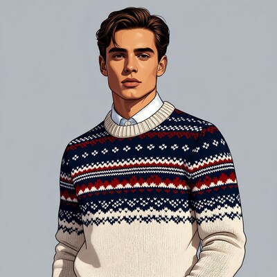 Young man in Nordic sweater