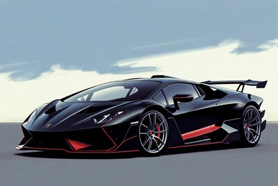 Black Lamborghini Huracan Performante illustration