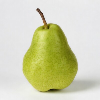 Green pear on white background