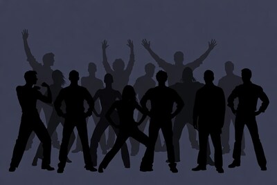 Group of dancing silhouettes