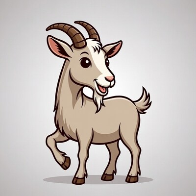 Cartoon goat smiling happily
