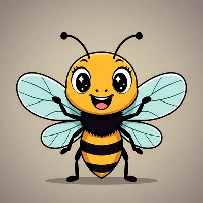 Cute cartoon bee smiling