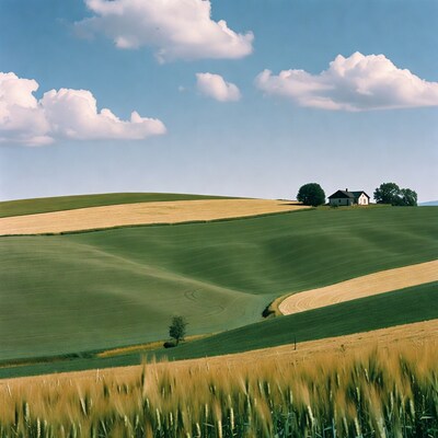 Rolling Green and Golden Wheat Fields