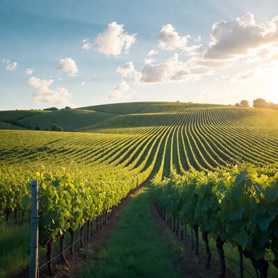 Vineyard Rows at Sunset