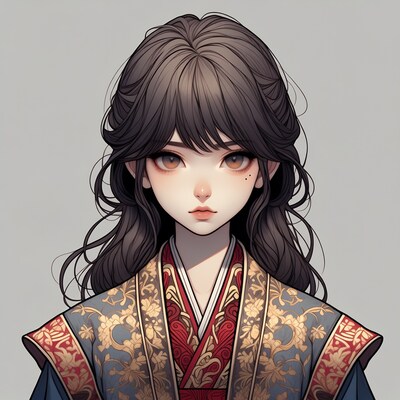 Anime girl in hanbok