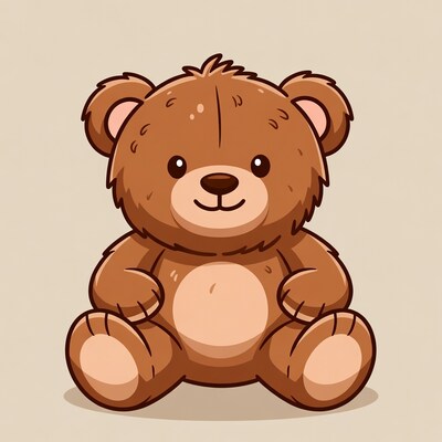 Cute cartoon teddy bear sitting