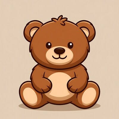 Cute cartoon teddy bear sitting