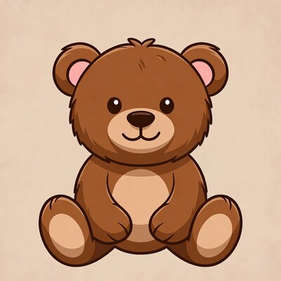 Cute cartoon teddy bear sitting
