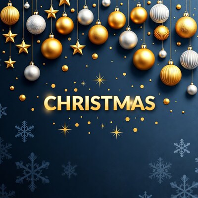 Gold Silver Christmas Ornaments Background