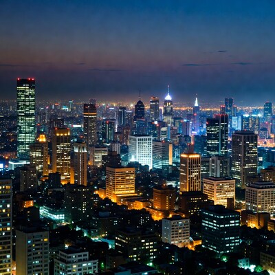 Vibrant City Skyline at Night