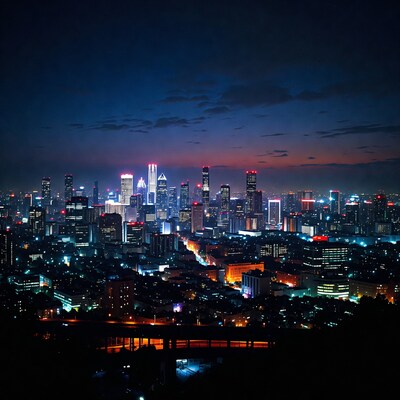 Vibrant Night Skyline Cityscape