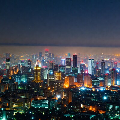 Vibrant Night Skyline Cityscape