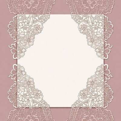 Pink Lace Floral Frame with Blank Center