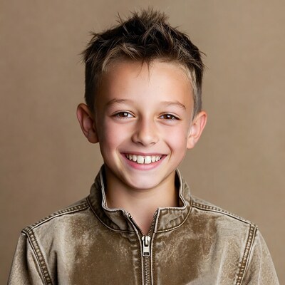 Smiling boy with spiky hair
