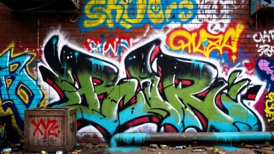 Colorful Graffiti on Brick Wall