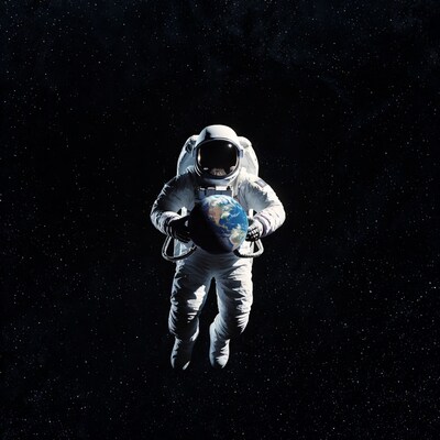 Astronaut holding Earth in space