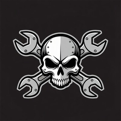 Skull with Crossed Wrenches