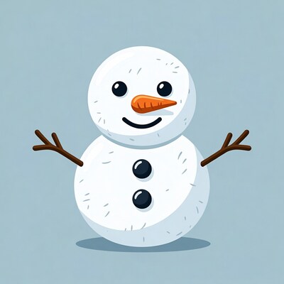 Smiling Snowman with Carrot Nose