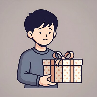 Boy holding gift box