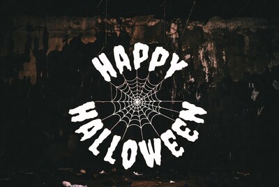 Happy Halloween Spider Web Text
