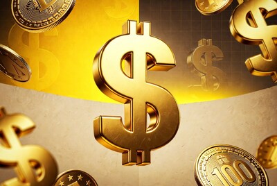 Golden Dollar Signs and Coins Falling