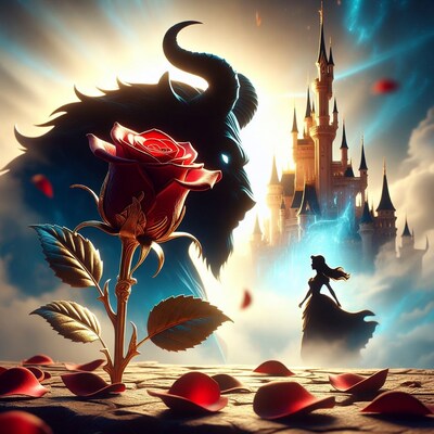 Beauty and the Beast Rose Castle Silhouette
