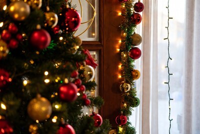 Festive Christmas Tree by Window