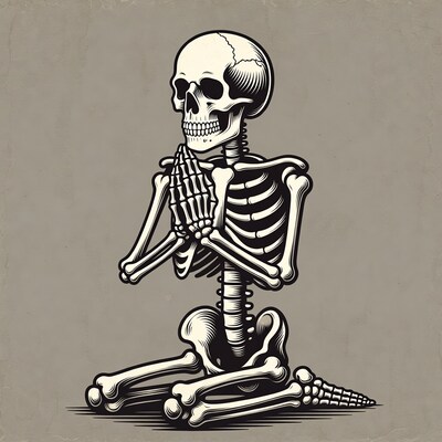 Praying Skeleton Illustration